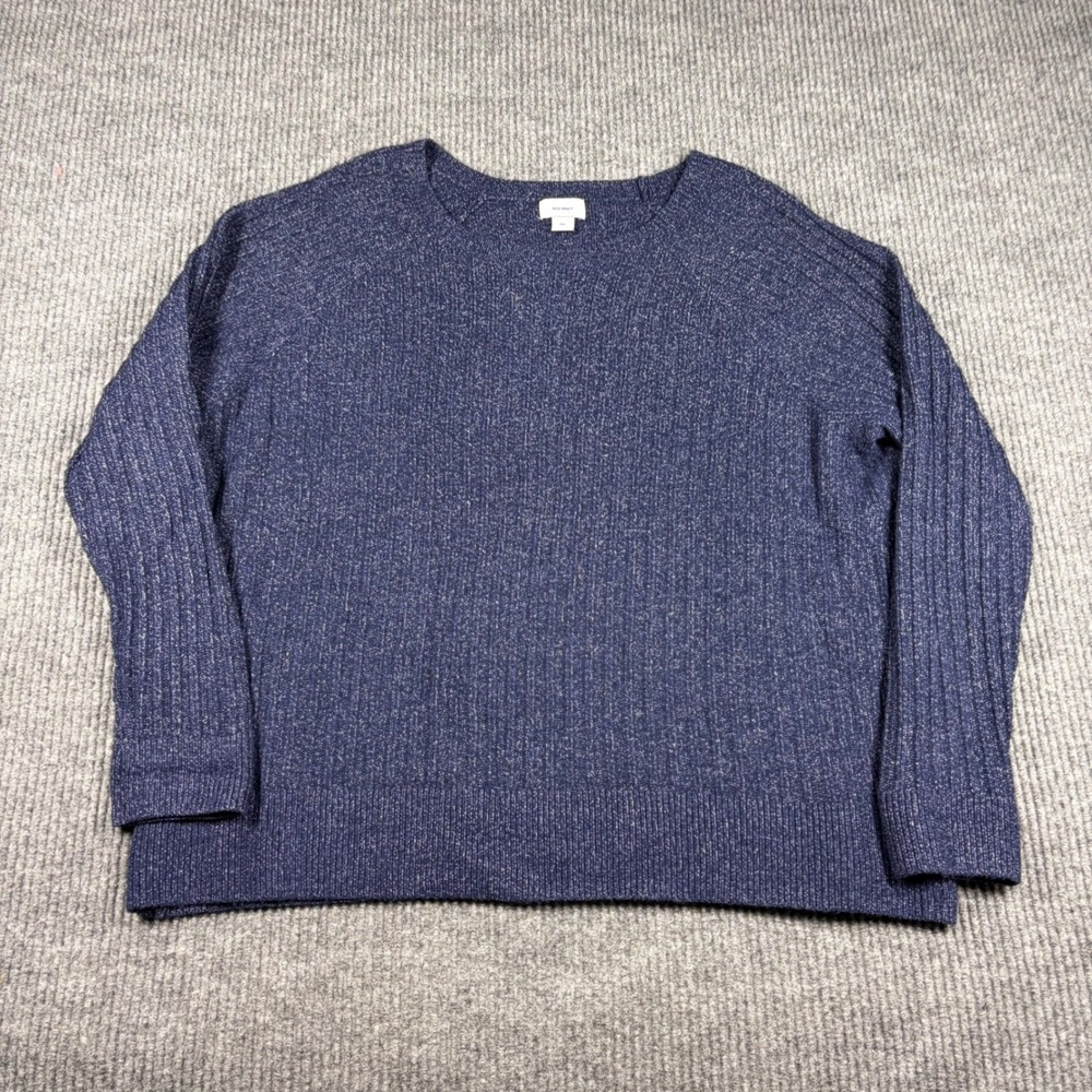Old Navy Sweater Women's XXL Blue Ribbed Knit Raglan Sleeve Crew Neck Plus Size